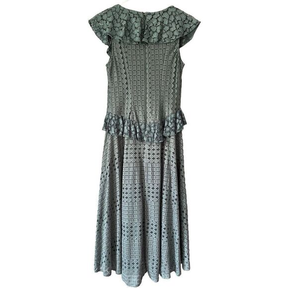 NEW Anthropologie Antoinette Ruffled Midi Dress size M Green - Picture 5 of 15